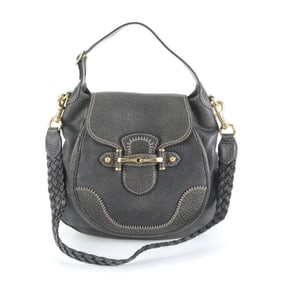 Gucci Horsebit 223955 Leather 2-Way Shoulder Bag, Handbag, Black, Women's