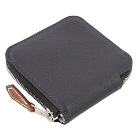 HERMES Azap Mini Silk-in Epsom Wallet/Coin Case, W Stamp, 2024, Black, Women's