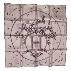 HERMES Petit Carré 45 Vif Argent Silver Drop Silk Scarf, Pink, Women's