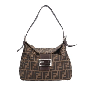 Pre-owned Fendi Zucca Shoulder Bag, Nylon Jacquard 26426, Brown, Women's