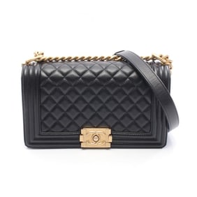 CHANEL Boy Chanel Shoulder Bag in Grained Calfskin Caviar, Black, Women's, A67086