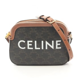 Celine Triomphe Small Camera Bag Shoulder Bag, Coated Canvas and Leather, Women's, Black, Brown,