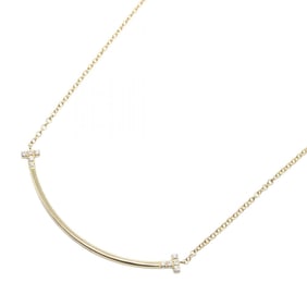 Tiffany & Co. T Smile Small Necklace, Diamond 18K Pink Gold (Pink Gold), Women's, and Clear,