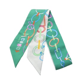 Hermes Hermès Twilly Do Re BOUCLES Silk Scarf for Women in Multicolored Green