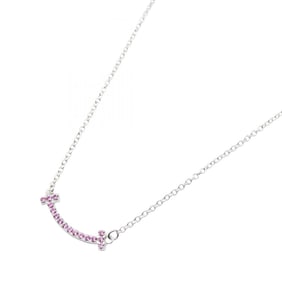 Tiffany & Co. T Smile Mini Sapphire Necklace, 18K White Gold with Sapphire, Silver, for Women