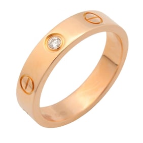 Cartier Mini Love Ring (1PD) in 18K Pink Gold with Diamonds, Clear or Gold, B4050750