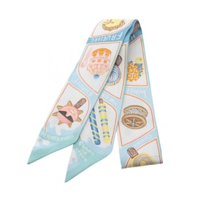 Hermes Hermès Twilly Funny Ice Cream Silk Scarf for Women in Multicolor Blue