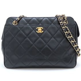 CHANEL Chain Shoulder Bag in Caviar Leather, Black, Women's, 352959