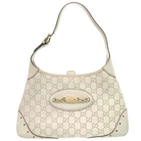 Gucci One-Shoulder Guccissima 145778 Leather Ivory with Gold Hardware White Handbag 1038 GUCCI