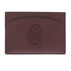 Like New Cartier Must de CRL3001795 Leather Bordeaux Business Card Holder/Card Case/Pass Case 0429