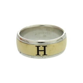 Excellent condition Hermes H logo ring in 925 silver and 18K yellow gold, size 58, 1633 HERMES