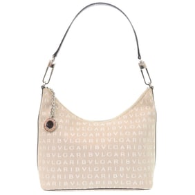 BVLGARI Logomania One-Shoulder Canvas Beige Shoulder Bag 0668