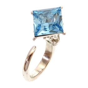 Christian Dior Like new Dior Blue Stone Metal Silver Ring 0141