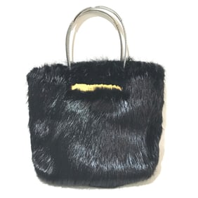 BALENCIAGA Cable Fur Tote Handbag in Black, Like New