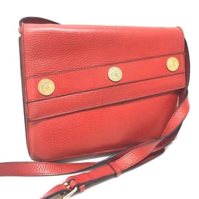CELINE Vintage Flap Shoulder Bag in Red Leather, Women's
