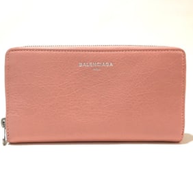 BALENCIAGA 419805 Exclusive Women's Leather Long Wallet with Zip-Around Design in Pink Beige