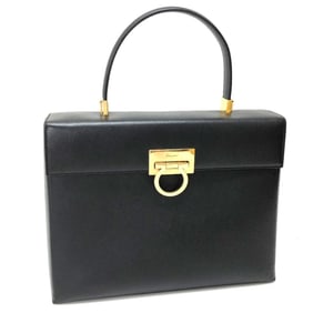 Salvatore Ferragamo Gancini 2-Way Leather Handbag in Black for Women