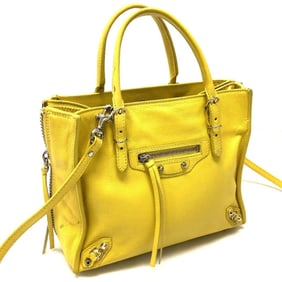 BALENCIAGA 357333 Tote Bag, Paper Mini, 2-Way Handbag/Shoulder Leather, Women's, Yellow