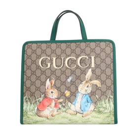 Pre-owned Gucci Peter Rabbit Children's GG Supreme Tote Bag, PVC 605614, Beige