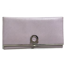 Salvatore Ferragamo Gancini logo hardware long wallet in leather, women's, purple/light purple