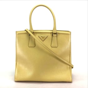 PRADA B2411M Shoulder Bag/Handbag, 2-Way, Saffiano Leather, Women's, Yellow