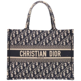 Christian Dior Excellent condition Dior Book Tote Medium Oblique M1296ZRIW Canvas Navy Bag 0280