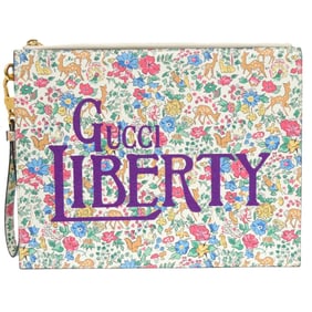 Like new Gucci Liberty collaboration floral print 636252 leather white and light blue clutch bag