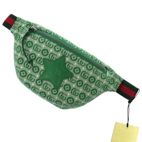 Unused Gucci children's star waist pouch 502095 527066, canvas and leather, green, bag 0366 GUCCI
