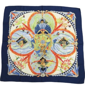 Hermes Excellent condition Hermès Carré 90 AMAZONIA scarf, silk, navy blue, 0098. women's.