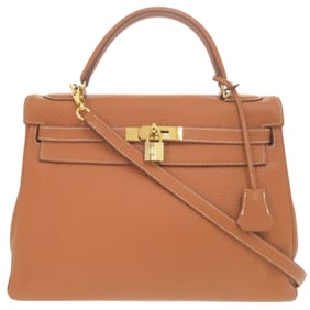 Excellent condition Hermès Kelly 32, inner stitching, Fjord Etrusque, new gold hardware, H stamp