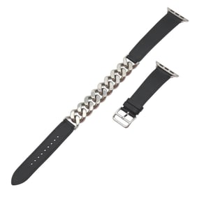 Hermes Excellent condition Hermès Double Tour Gourmet Metal Apple Watch 41mm Strap Swift Black