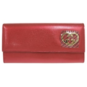 Unused Gucci Lovely Heart 245728 Patent Leather Red Long Wallet 1652 GUCCI