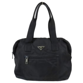 PRADA Prada Nylon Mini Boston Tote Handbag with Triangle Logo, VR4377, Black, Men's and Women's