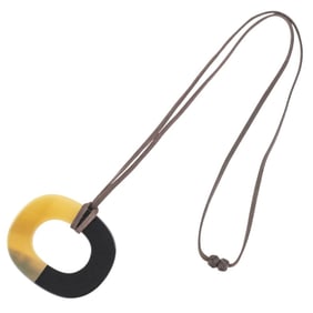 HERMES Buffalo Horn Ism Lacquer Necklace in Black for Women