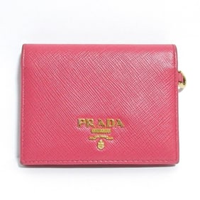 PRADA Saffiano Leather Business Card Case/Card Case/Pass Case, Pink, Women's