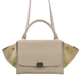 CELINE Trapeze 2-Way Shoulder Bag, Beige, Women's
