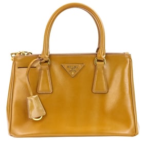 PRADA Galleria Saffiano Patent Leather 2-Way Shoulder Bag with Triangle Logo Plate, BN2316, Camel,
