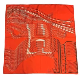 HERMES Hermes Carre 90 Scarf Muffler H CINETIQUE Orange 100% Silk aq6294
