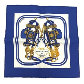 HERMES CARRE NANO 20CM BRIDES DE GALA Ceremony bridle Karenano KARE 20 NanoKare Scarf Muffler BLEU