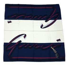 GUCCI Gucci Scarf Muffler Carre Silk White x Navy Small aq6368