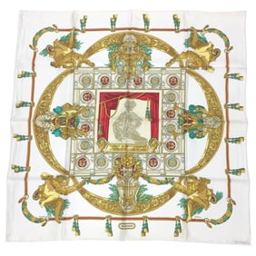 HERMES Hermes Carre 90 Scarf Muffler HOMMAGE A CHARLES GARNIER (Tribute to Charles Garnier) White