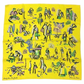 HERMES Scarf Muffler Carre 70 CARRE VINTAGE RENDEZ VOUS RIVE GAUCHE Left Bank Rendezvous 982635S-05