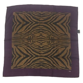 FENDI Scarf Muffler Zebra Print 100% Silk Bordeaux