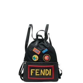 Fendi Logo Face Backpack/Knapsack 7VZ034 Black/Multicolor Nylon/Leather Women's FENDI