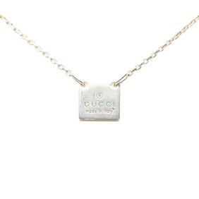 Gucci logo square pendant necklace in SV925 silver for women.