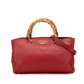 Gucci Bamboo Handbag/Shoulder Bag 2WAY 323660 Red Leather Women's GUCCI