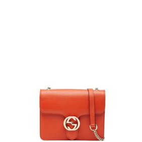 Gucci Interlocking G Crossbody Chain Shoulder Bag 510304 Orange Leather Women's GUCCI