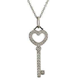 Pre-owned Tiffany & Co. Heart Key Necklace in Platinum (Pt950) for Women.