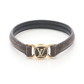 Louis Vuitton LV Click It Monogram Bracelet, Leather, Gold-Plated, Women's, Brown and Black