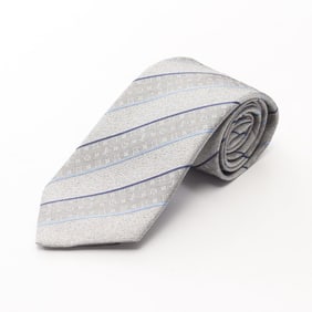 Louis Vuitton Monogram Striped Silk Tie for Men, Gray and Blue